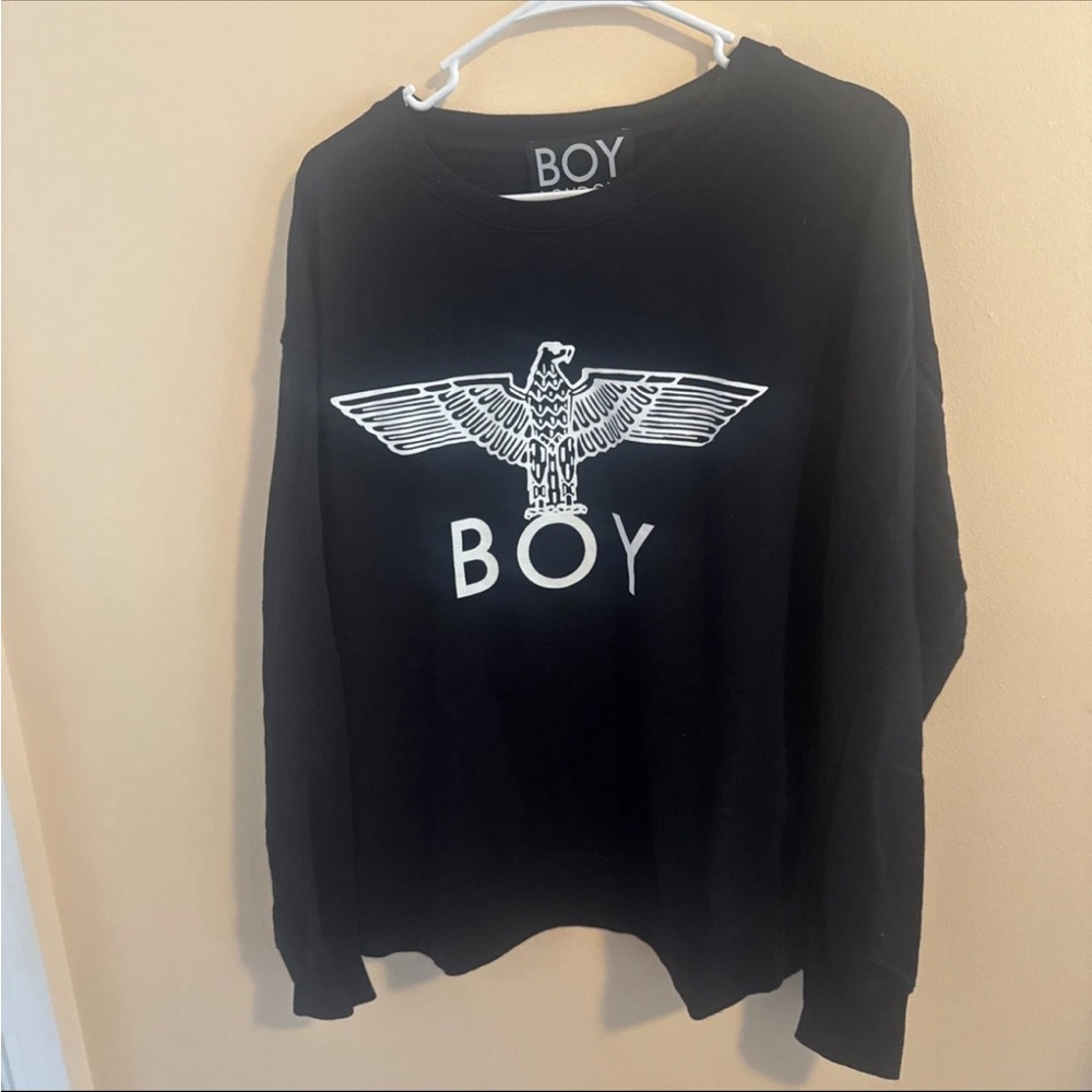Boy London Mens L Long Sleeve Crew Neck T-Shirt Black Cotton